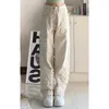 Dżinsy damskie Deeptown workowate koreańskie moda beżowe proste spodnie kobiety Y2K Streetwear szerokie spodnie dżinsowe japońskie harajuku