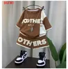 Clothing Sets Korean Children's Clothes 2024 Summer Teenage Boy Letter Outfit Kid Suit Thin Short Sleeves T-shirt Shorts Two Piece Set