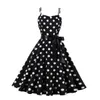 Robe pour femmes rétro grande swing en dentelle à polka à pois sangle une ligne 3256