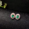 Kolczyki stadnorskie KJjeaxcmy Fine Jewelry 925 Sterling Srebrny Inkrustowany Naturalny Kamień Szmaragdowy Stude Studs Wsparcie Wsparcia Wsparcia