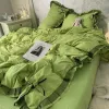 Sets Noords grijs wit quilt deksel Koreaanse prinsess boogmeisje beddengoed sets eenvoudige massieve kleurbeddenbedden decor slaapkamer