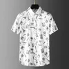 Summer French Style Paris Tower Cotton Coton Injection directe Imprimé Mens Slim Short Shirt Homme Shirt 240420