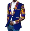 Suits New Men's Printed pattern patchwork collar sleeves Color Casual Long Sleeve Cotton Blend One Button Suit Jacket Coat ABB390