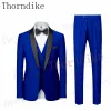 Jacken Thorndike Hochqualität Männer formelle Slim Fit Smokedo Prom Anzug / männliche Bräutigam Hochzeit Blazer beste Mann Set Jacke Weste Hosen