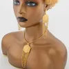 Necklace Earrings Set Dubai Weddings Luxury Jewelry Square Design And Gold Color Drop Choker Jewellery