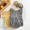 Rompers sommar baby bodysuits Palid Girls One Piece Flare Sleeve Baby Girls kläder Nyfödda kläder med pannband H240425