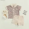 Roupas conjuntos de roupas para menino de menino de menina conjunto de roupas irmã irmãs figurinos florais tops tops shorts terno de vestido infantil recém-nascido q240425