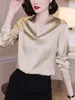 Bluzki damskie 2024 sztuczna jedwabna bluzka podstawowe damskie topy ol damskie ubranie octan satynowa koszula