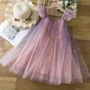 Vestidos de menina 2024 New Summer Girl Suspender Princess Dress Ruffles Kids Senhores Tutu Birthday Party Vestidos para 3-8y elegantes garotas vestidosl2404