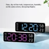 Clocks Plugin Use Large Digital Wall Clock 9 Inch Temperature Humidity Week Auto Dimmer Table Clock Electronic LED Alarm Clock 12/24H