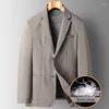 Herenpakken Mannen Down Lining Blazer Jacket Business Casual Autumn Winter Warm Dikke dikke outderterse jaspak Winddicht