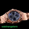 Orologio da polso Crystal AP Royal Oak 26574or Piastra blu Macchine automatica Mens 41mm Gainge 18K Orologio in oro rosa