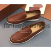 Loro Piano LP Couples embellis Muisseurs Walk Suede Summer Shoes Charmes en cuir authentique Slip décontracté sur les appartements pour hommes Designers Luxury Chaussure de robe plate Ebq5