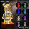 Dekorative Objekte Figuren 3D Feuerwerk Bär LED Night Light 7 Farbatmosphäre Romantische Schlafzimmer Dekoration Desktop -Lampen D otxyj