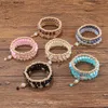 Beaded 4Pcs Bohemian Bracelet Sets for Women Stackable Glass Acrylic Beads Chain Stretch Bracelets Boho Dainty Jewelry Best Friend Gif