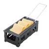 2024 Metal Carbon Steel Mini Cheese Raclette Non-stick Coating Candles with Spatula Cook Set Heated Baking Tray Foldable Handle breadfor non-stick cheese set