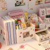 Boats Zk30 2 in 1 Multifunctional Desktop Organizer Kawaii Abs Pen Holder Books Stand Holder Bookends Sticker School Stationery