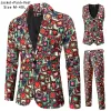 Suits Playing Cards Poker Print Suits Mens Blazer Jacket Korean Fashion Party Prom Costume Sets Homme Men's Vintage Pants Vest Hombre