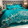 EuropeanStyle Bed Sheet FourPiece Set 100 Cotton HighEnd Atmospheric Ice Silk Quilt Cover Pure Bedding 240425