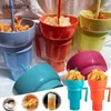 Tumblers New 2 in 1 Creative Popcorn Snack Cup Integrated Beveraged Handle Portable Novel Designと多くの機能H240425