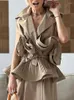Women's Blouses Solid Patchwork Lace Shirt Lapel Sleeveless Folding Warm 2024 Fashion Top Clothing 3WM848