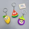 Keychains Fruit Keychain Keyring Rubber Key Chain Pendant Strawberry Pattern Decor Purse Bag Charms Decoration