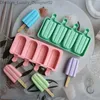 Ice Cream Tools Silicone 4 Chamber Oval Double Groove Ice Cream Mold Creative Simple Stripe Tray Jelly Pudding Soap Mouse Cake Gift Q2404251