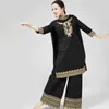 Stage Wear New Womens Dance Eastern Traditional Dance Robe Winter and Autumn Indian Dance Stage Performance Clothing d240425