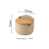 Matsparare förvaringsbehållare keramiska kryddor förvaringstank enkel bambustalt lådan trälyrup kök H240425