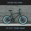 Bisiklet 22 inç Fixie Bisiklet Sabit Dişli Bisiklet Tekerlek Şehir Bisiklet Çift Disk Fren Yüksek Karbon Çelik Çerçeve Tek Hızlı Bisiklet Yarışı Bisiklet