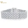 Perle wong rain luxury 100% 925 sterling argent 14 mm lab blanc sapphire gemmstone femme bracelets bracele wedding fête fine bijoux 240423