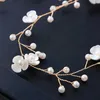 Bruiloft haar sieraden mode bruids bruids kristallen haar accessoires parel bloemhoofdband bruid haarband kralen decoratie haar kam voor vrouwen d240425