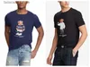 Heren T-shirts US-maat 100% katoen witte t-shirt de ontwerper T Shirts Martini Bear Hockey Bear Skiing Captain USA Patternq240425