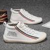 Chaussures décontractées 2024 Automne High Top White Striped Panel masculin confortable Lace-Up Korean Fashion Sports