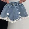 Shorts Fashion Baby Girl Princess Love Cotton Jean Infant Toddler Child Lace Denim Short Pant Cute Summer Clothes 18M-10Y