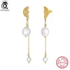 Dangle Earrings Orsa Jewels Exquisite Long Chain Pearl 925 Sterling Silver Baroque for Women Party Jewelry GPE95