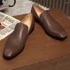 Casual Shoes Brown Genuine Leather Men Loafers Sheepskin Comfortable Business Formal Breathable Running Size47