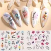 12 autocollants à ongles Set Myled Floral Geométrique Nail Art Transfert d'eau Décalage des feuilles de fleur Décoration Décoration