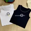 ラインストーンネックタンクトップ女性レター刺繍ベスト春夏袖のスポーツトップス