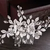 Wedding Hair Jewelry Trendy Silver Color Rose Gold Flower Hair Comb Bridal Hair Accessories Wedding Tiara Hair ornaments Bride Hair Jewelry Handmade d240425