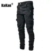 Mäns jeans Kakan-High-end Slim Elastic Multi-Pocket Ben Jeans New Skinny Jeans K016-MGD8 i Europa och Amerika 240423