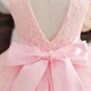 Robes de fille robes de filles fleures pour la fête de mariage sans manches sans manches en dentelle d'été robe princesse 2-6 ans