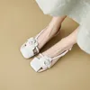 Casual Shoes Women's 2024 Trend Sandals Low Heel Mules Sweet Flowers Elegant Party Dresses Summer Footwear Barefoot Round Toe Heels