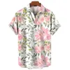 Mäns casual skjortor 2024 Hawaiian för män sommar 3d tryck blommor kortärmade toppar överdimensionerade skjorta strand party street knappblus