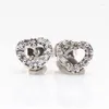 Boucles d'oreilles 925 Sterling Silver Pan Glitter Hoop en forme de coeur pour femmes bijoux de fête de mariage