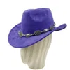 Chapeaux à bord large chapeaux Bucket Mens and Womens Cowboy Chapeaux de cowboy en daim Western Rider Chain de chaîne accessoires