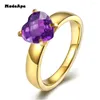 With Side Stones MadeApe Purple Heart Zircon Wedding Ring 316L Stainless Steel Gold Color Engagement For Women Annivervsary Party Jewelry