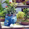 Garden Art Jeans Courtyard Decoration Ornaments Flower Pot Resin Crafts Design Planting Gift 240425