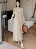Casual Dresses YZJNH 2024 Summer Long Dress Women's Korean Edition Loose Round Neck Sleeveless Solid Color Large Size Tank Top