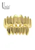 Uwin Silver Gold Gold Color Hip Hop Denti Grillz Big Size 8pcs Top Bootom Grillz Set con denti da vampiro in silicone gioielli per feste11395174440217